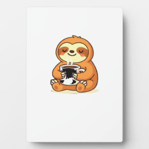 Placa Expositora Cute Sloth Relaxing with Hot Coffee Premium T-Shir