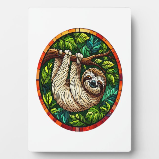Placa Expositora Cute Sloth Stained Glass Ornament (Frente)