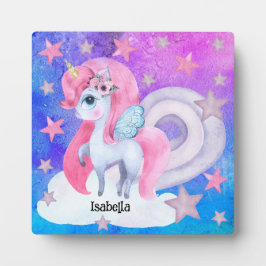 Placa Expositora Cute Unicornio de Acuarela Personalizado