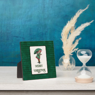 Placa Expositora Cute Vintage Chica de Navidad Tabletop