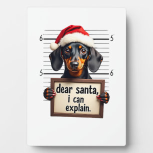 Placa Expositora Dachshund Divertido Navidad Querido Santa Puedo Ex