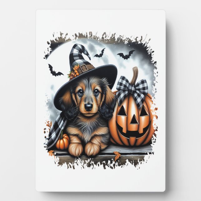 Placa Expositora Dachshund Dog Halloween (Frente)