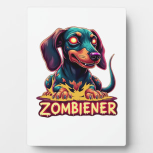 Placa Expositora Dachshund Doxie Salchicha Zombie Perro Halloween