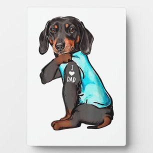 Placa Expositora Dachshund Tattoo I Love Dad Funny Dog Dachshund Fa