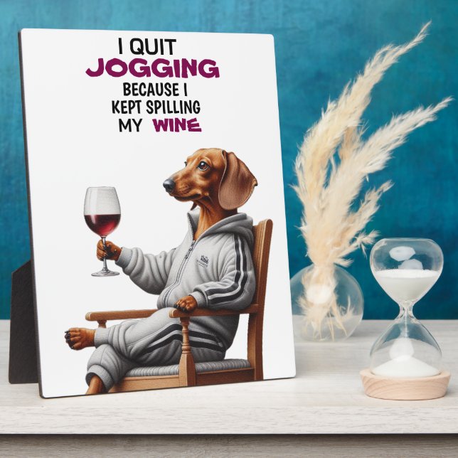 Placa Expositora Dachshund Wine Drinker (Lado)