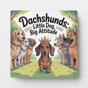 Placa Expositora Dachshunds Pequeño Perro, Gran Actitud