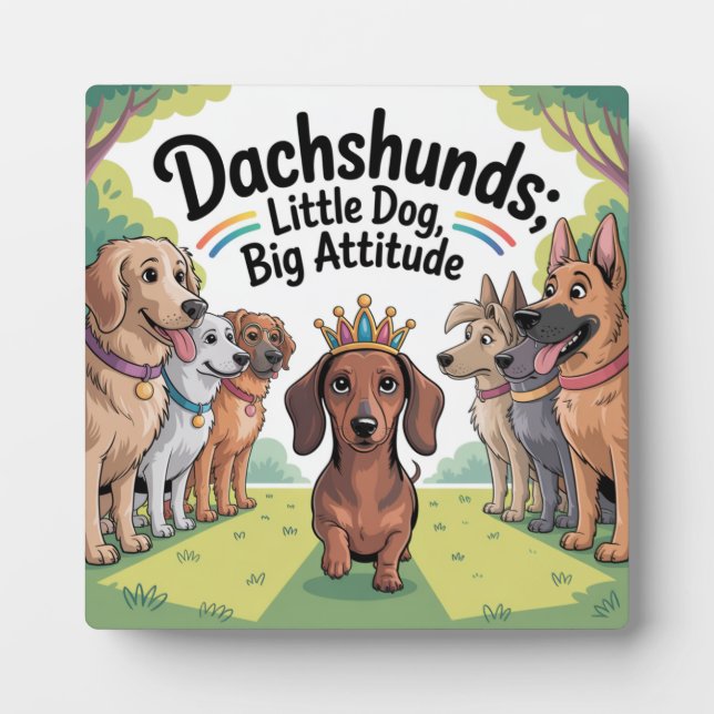 Placa Expositora Dachshunds Pequeño Perro, Gran Actitud (Frente)