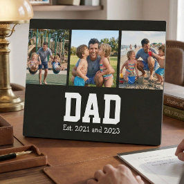 Placa Expositora Dad Est. Bold Black Font 3 Photo Fathers Day Gift