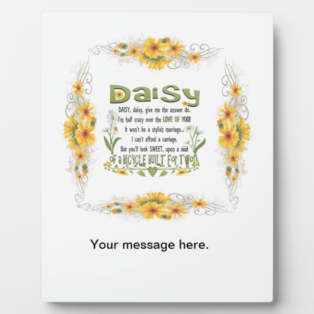 Placa Expositora Daisy, daisy dame tu respuesta. (Frente)