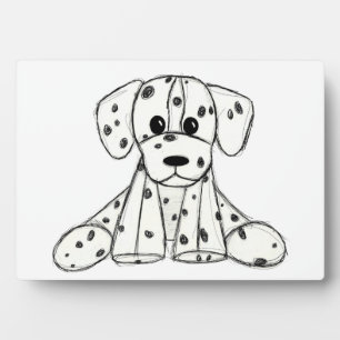 Placa Expositora Dalmatian stuffed dog drawing outline simple black
