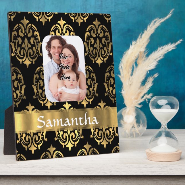 Placa Expositora Damasco de oro y negro (Lado)
