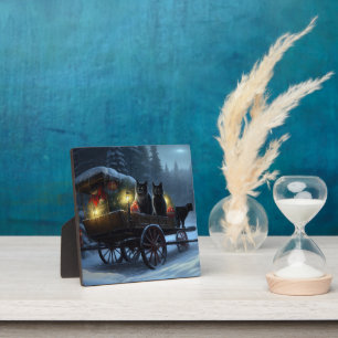 Placa Expositora Decoración de los Navidades de Sleigh Ride, un gat