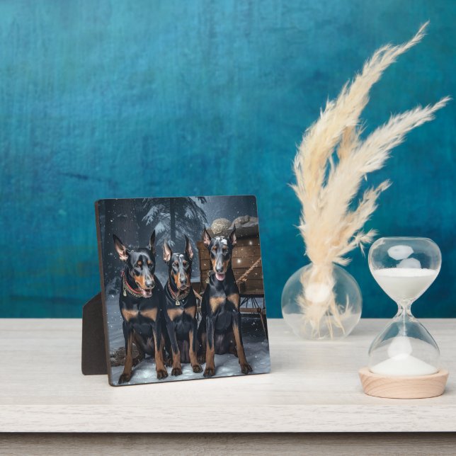 Placa Expositora Decoración de Navidades Doberman Snowy Sleigh (in situ)