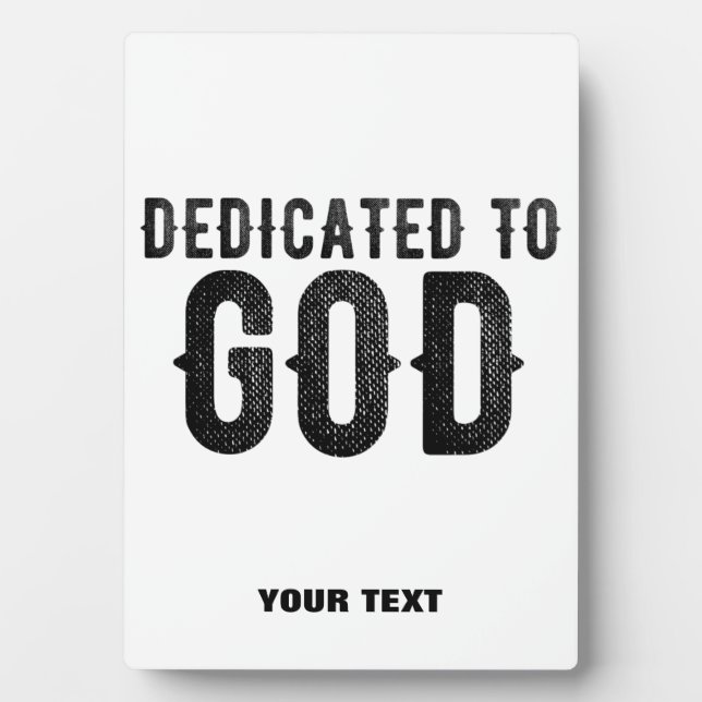 PLACA EXPOSITORA DEDICADO A DIOS TEXTO NEGRO FRESCO PERSONALIZABLE (Frente)