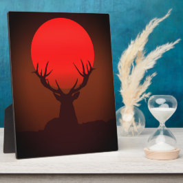 Placa Expositora Deer Silhouette with Fiery Red Sunset