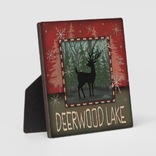 Placa Expositora Deerwood Lake Rustic Deer Inespirivival Plaque