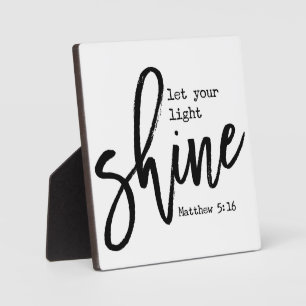 Placa Expositora Deja que tu luz brille Matthew 5:16 Rótulo cristia