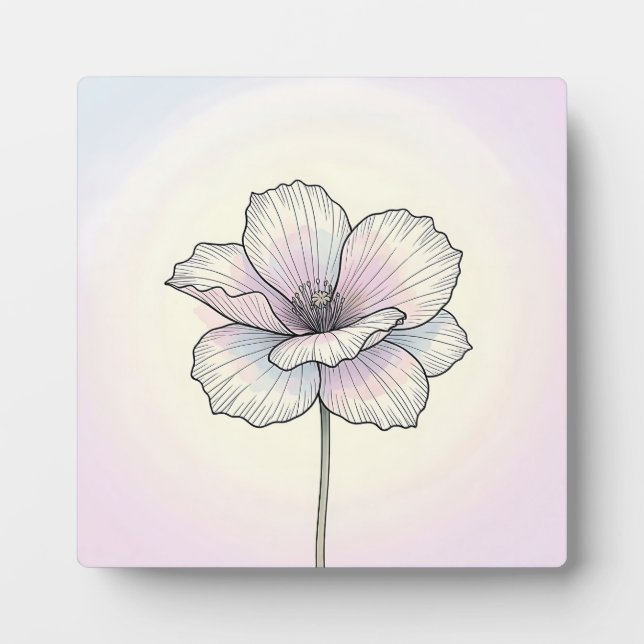 Placa Expositora Delicada Flor de Amapola Pastel (Frente)