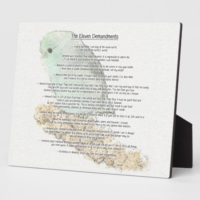 Placa Expositora Demandaciones de Parrotlets (Lado)