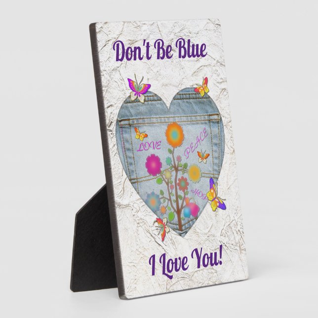 Placa Expositora Denim Pocket Heart Flowers Butterflies (Lado)