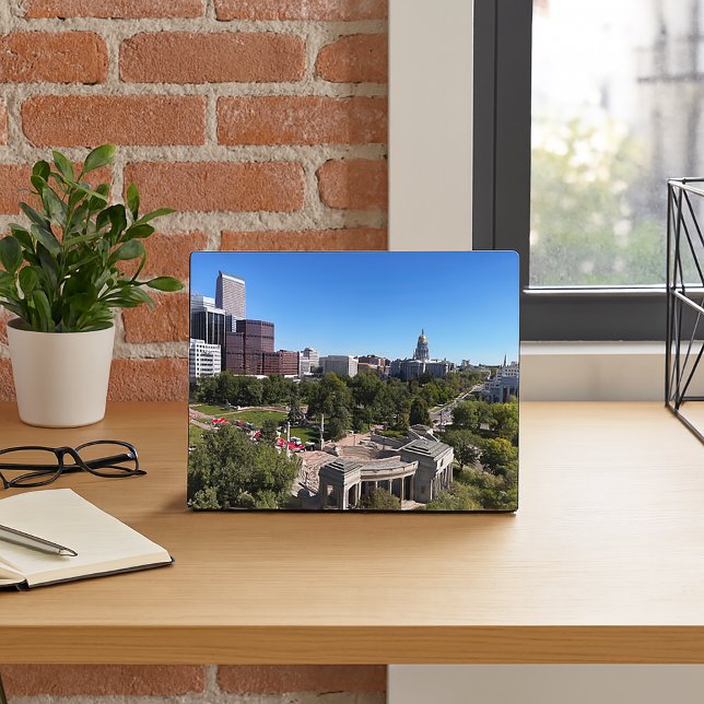 Placa Expositora Denver Skyline Colorado State Capitol Photo (A photo plaque featuring the city of Denver and Colorado Capitol building.)