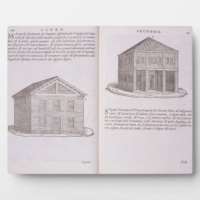 Placa Expositora Desarrollo de la vivienda, de "Della Architettura" (Frente)