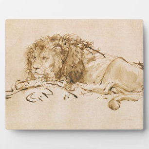 Placa Expositora Descanso de leones (pluma y tinta sobre papel)