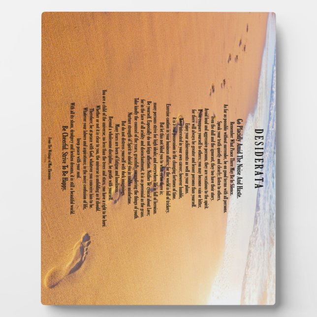 Placa Expositora Desiderata sobre huellas en la arena (Frente)