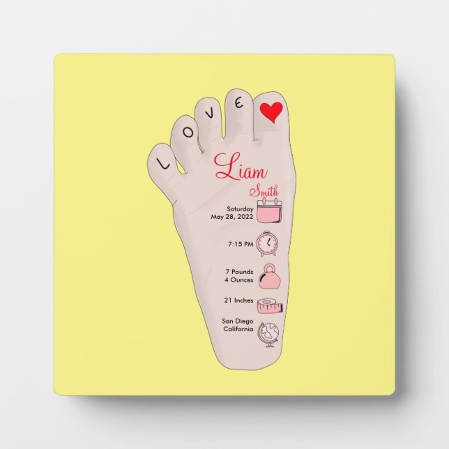 Placa Expositora Detalles de estadísticas de nacimiento de regalo d (Frente)