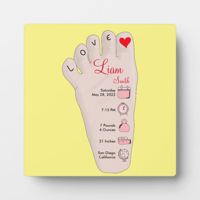 Placa Expositora Detalles de estadísticas de nacimiento de regalo d (Frente)