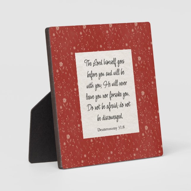 Placa Expositora Deuteronomio 31:8 Biblia Verse Image (Anverso)