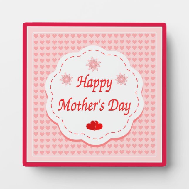 PLACA EXPOSITORA "DÍA DE LA MADRE FELIZ" CORAZONES DE ROSA (Frente)