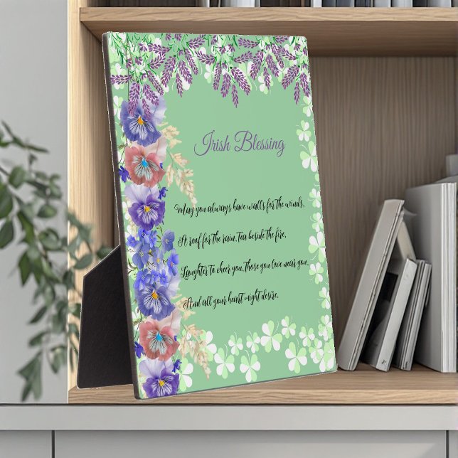 Placa Expositora Día de San Patricio: Irlanda bendice a Shamrock Cl (Saint Patrick's Day Irish Blessing Shamrock Clover Plaque)