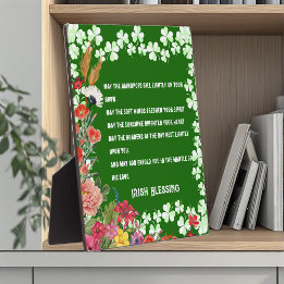 Placa Expositora Día de San Patricio Irlandés Bendeciendo el Shamro