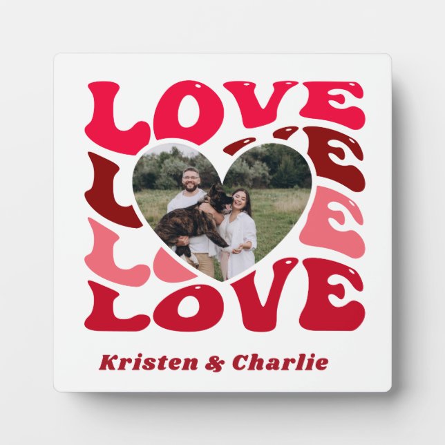Placa Expositora Día de San Valentín Amor Personalizado Doble Foto  (Frente)