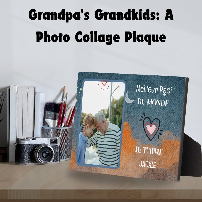 Placa Expositora Día del abuelo regalo personalizado mejor abuelo (Grandfather's Day personalized gift best grandpa Plaque)