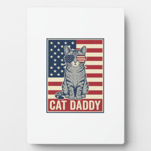 Placa Expositora Día del Padre Diseño de Vector de Gato Patriótico 