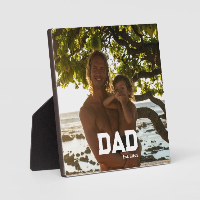 Placa Expositora Día del Padre Foto Personalizable Año Papá (Anverso)