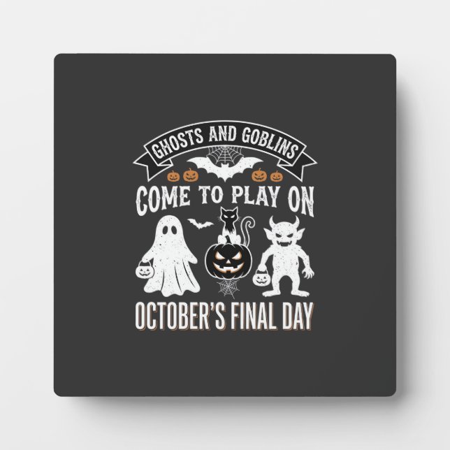 Placa Expositora Día Final de Halloween de Fantasmas y Duendes de O (Frente)