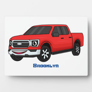 Placa Expositora Dibujo animado de camioneta pickup roja linda
