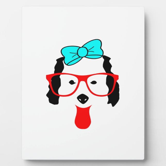 Placa Expositora Dibujo de cabeza de perro divertida (Frente)