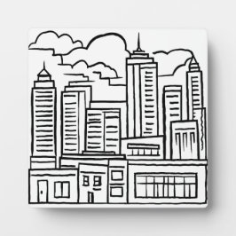 Placa Expositora Dibujo de esbozo de arte moderno en el horizonte d