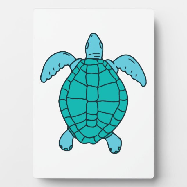 Placa Expositora Dibujo de tortuga marina nadando (Frente)