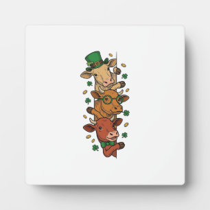 Placa Expositora Dibujo de vacas apiladas lindas San Patricio vinta