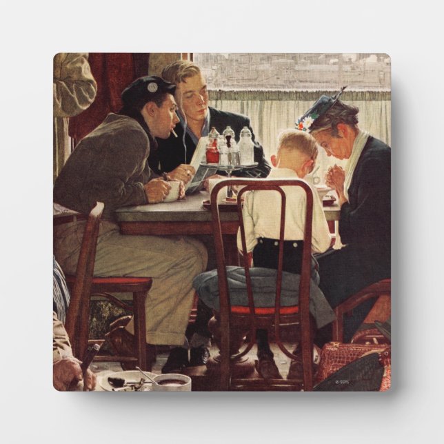 Placa Expositora Diciendo gracia por Norman Rockwell (Frente)