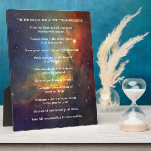 Placa Expositora Diez mandamientos indios nativos americanos