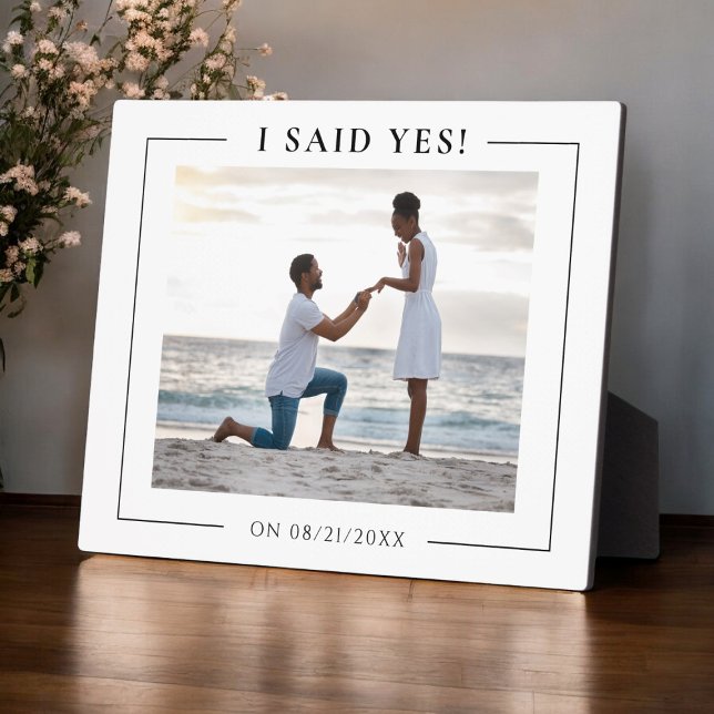Placa Expositora ¡DIJE QUE SÍ! Mantenimiento del compromiso moderno (i said yes , modern engagement photo plaque , special keepsake to tresure forever. )