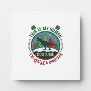Placa Expositora Dinosaurio con traje humano sombrero de Santa de N