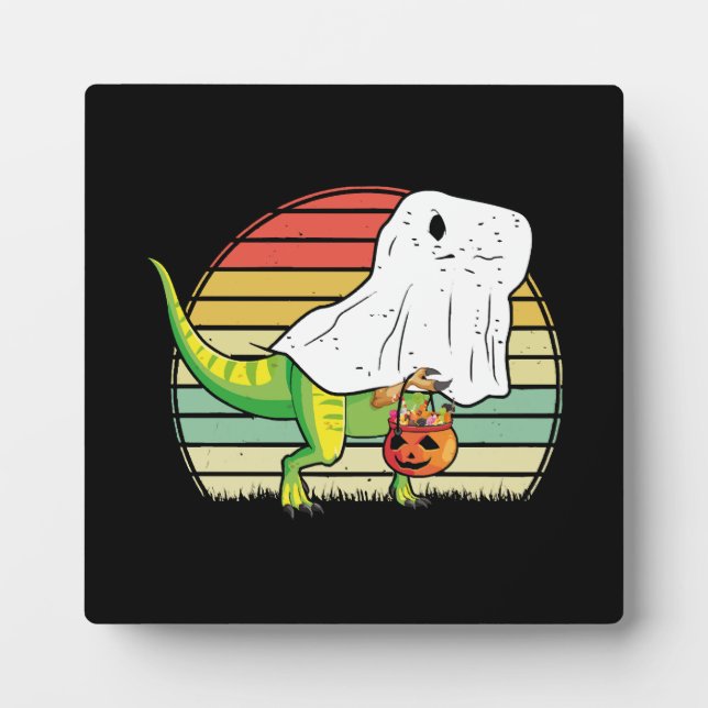 Placa Expositora Dinosaurio Fantasma Divertido Halloween (Frente)