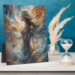 Placa Expositora Diosa cósmica etérea arte retrato abstracto